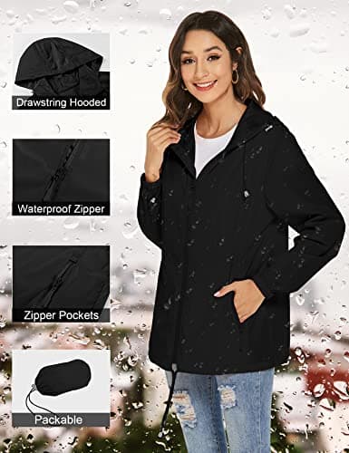 Rapbin Waterproof Jackets Women Jackets Trench Coat Rain Jacket Raincoat — view 4