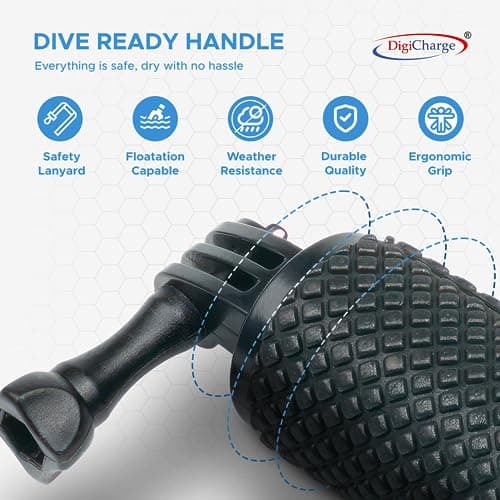 Digicharge Floating Handle Grip Mount with Hand Strap for Action Cam GoPro Lit Hero Hero13 13 Hero12 12 Max 2/ DJI Osmo Action 5/11 Mini 10 Max 9 Akaso Float, Waterproof Internal Storage, Blue — view 5