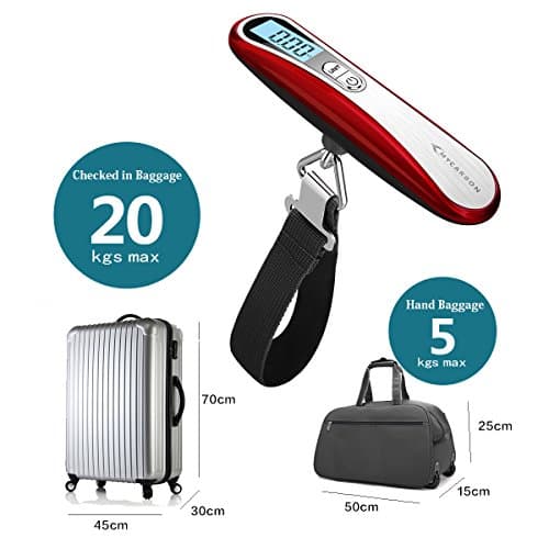 MYCARBON Luggage Scale Portable Digital Suitcase Scales for Travel Suitcase Luggage Bag with 110 lb/ 50KG Capacity (Red) — view 6