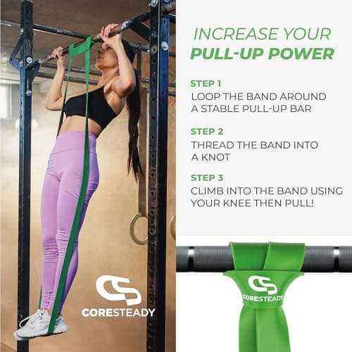 Coresteady Pull Up Bands & Resistance Bands - Rubber Heavy Duty Elastic Loop Band for Men & Women - Build Fit Power & Muscle - Training, Fitness Assist Pull Ups & Gym Exercise - Green, 22-56kg — view 6