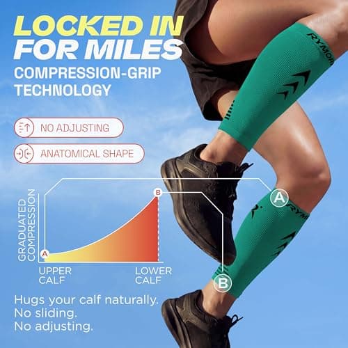 Rymora Calf Compression Sleeves for Men & Women (Ideal for Sports, Running, Shin Splints & More) (One Pair) (Turquoise) (Medium) [M] — view 6