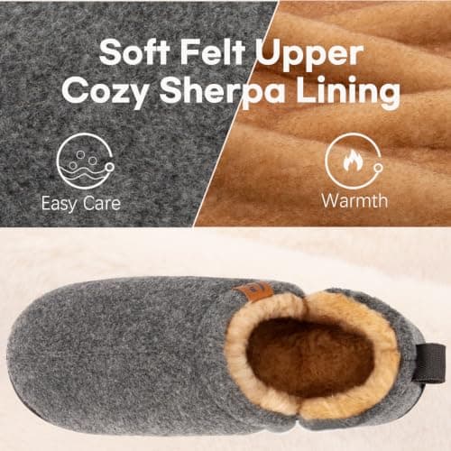 LongBay Men's Slippers Warm Memory Foam House Shoes Winter Gift Grey 6/7 UK — view 3