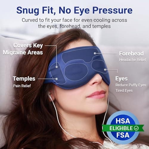 Cooling Eye Mask for Puffy Eyes, Dark Circles & Migraine Relief, Reusable Gel Cold Compress with Adjustable Strap for Headaches, Tired Eyes, Sleep & Post-Surgery Care, Blue — view 5