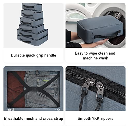 ECOHUB Packing Cubes for Suitcase 7 PCS Travel Organiser Packing Bags Recycled PET Eco Friendly Travel Accessories Shoes Bags Storage Bag Luggage Organiser Pouch(Grey) — view 5