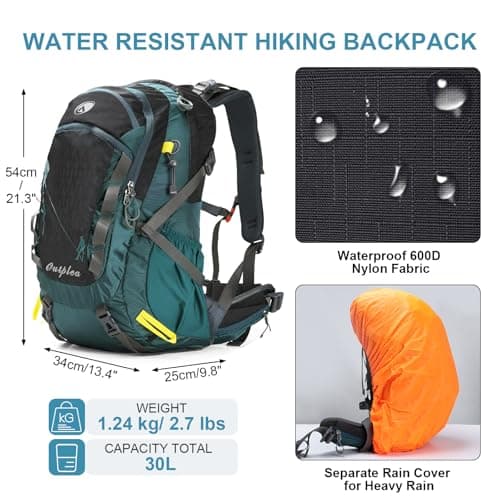 Outplea Internal Frame Hiking Backpack with Back Support, Breathable Trekking Rucksack with Rain Cover, Daypack for Camping mountaineering Travel — view 4