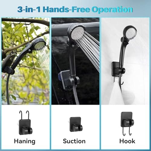COOLIGO Portable Camping Shower with 6000mAh Rechargeable Battery, LED Display, 3 Spray Modes, IPX7 Waterproof Pump – Outdoor Shower Kit for RV, Car Camping, Hiking, Beach, Travel — view 4