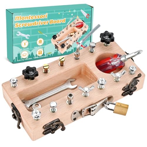Wooderma Montessori Toys for 3+ Year Olds, Wooden Kids Tool Set