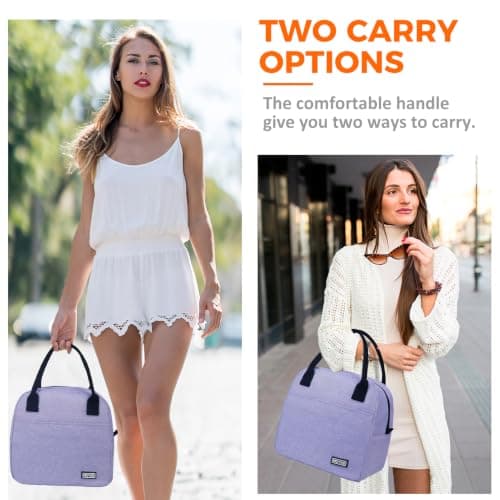 Moyad Lunch Bags for Women, Reusable Insulated Cooler Lunch Box, Lunch Tote Cool Bag for Men Adults Large Picnic Bag for Work Travel Picnic Camping Outdoor, Purple — view 4