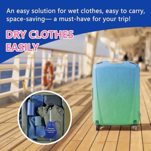 Magnetic Retractable Clothes washing Line for Cabin - Approved 2026 Cruise Essentials Clothes Drying Rack Travel Clothesline with Clothespins -4 Luggage Tags Strong Magnets Hooks (Blue) — view 6