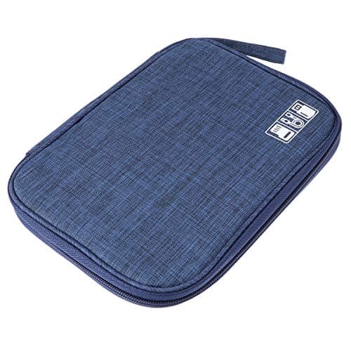 MUSISALY Digital Carrying Pouch in Navy Suitable for Travel and Daily Use Large Capacity Multi-function Portable Cable Storage Bag Organizer with Polyester Material for Mouse and Earphone