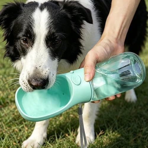Dog Water Bottle with Food Container, Portable Dog Water Bottle, 3-in-1 Portable Pet Water Bowl, Portable Dog Bowl Cat Bowl and Poop Bag Dispenser for Walking Hiking Travel(Blue) — view 6