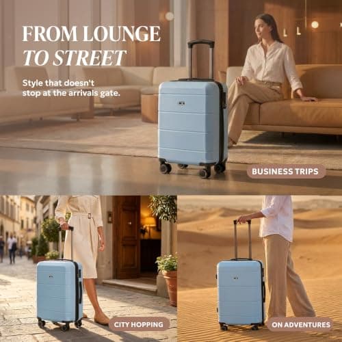 LUGG 20-Inch Jetset Lightweight Cabin Suitcase, ABS Hard Shell, Water-Resistant Carry-On Luggage, TSA-Approved Lock, 4 Spinner Wheels, 3-Step Telescopic Handle, EasyJet Overhead, 55 x 35 x 23 cm — view 4
