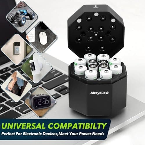 12Pack Rechargeable AA & AAA Battery Pack with Charger Startion (8pcs AA + 4pcs AAA), 1.5V Long-Lasting Lithium with Universal Charger & Storage Box for Blink Outdoor Cameras & Toys — view 3