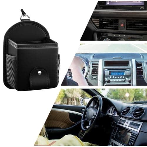 Car Air Vent Pouch - Sunglass Organizer Leather | Air Vent Storage Box Stylish Car Interior Accessories Phone Holder Pouch for Pen Card — view 4