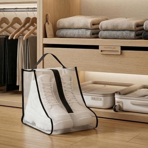 SUNNYNEST 5-Piece Boot Storage Bags – Dustproof, Waterproof Portable Shoe Protectors for Boots, Sneakers, Stilettos – Clear Zippered Shoe Organizer with Handle (Clear, 5 PCS Short) — view 4