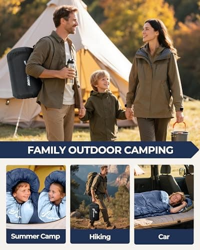 Sportneer Sleeping Bags for Adults - Kids Sleeping Bag 3-4 Season Lightweight Backpacking Sleeping Bag Cold Weather & Warm, Compact, Single Adult Girls Boys Camping Sleep Bag, 220×80cm, 2kg — view 3