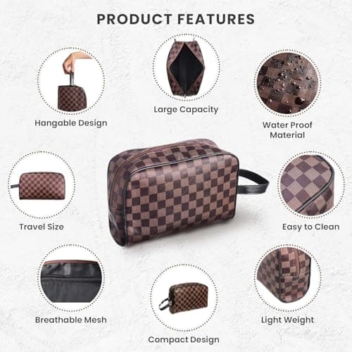 Qualiware Travel Toiletry Wash Bag for Men and Women Traveling Dopp Kit Shaving Bag for Toiletries Accessories Makeup Cosmetic Organizer (Dark Brown) — view 2