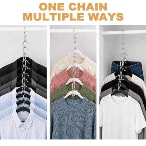 ZBKJYILF NiHome Clothing Chain Hanger 10-Pack, Metal Space-Saving Closet Organizer, Anti-Wrinkle 7 Loop Organizer for Clothes for Home, Office & Travel, Wrinkle-Reducing — view 6