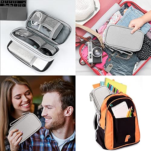 Portable Cable Organiser Bag Travel Organiser Double-Layer Cable Organiser Bag All-in-One Electronics Case for Tech Accessories, Charger, Power Bank, Earphone, Holiday Essentials for Men Women - Grey — view 6