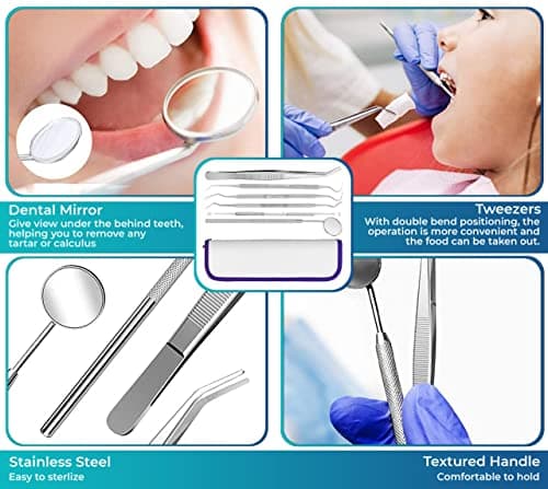 Oral Care Kit for Personal Use 6Pcs Set with Mirror, Tweezers, and Interdental Picks for Food Debris Removal - Home & Travel Use — view 4