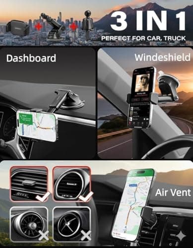 APPS2Car 3-in-1 Car Phone Mount for Dashboard, Windshield & Air Vent — view 2