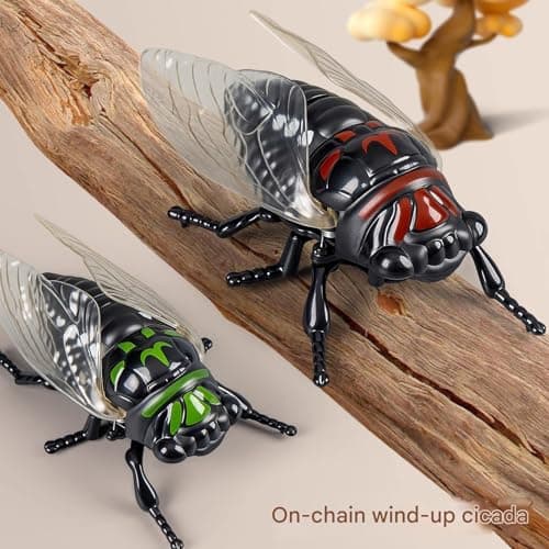 FANGZESHI Realistic Wind Up Cicada Toy, Build, Birthday Gift, Brown — view 4
