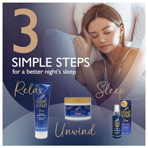 Feather & Down Sleeping Bag Gift Set (luxury eye mask, sleep balm, pillow spray and shower cream) - relaxation gift with calming lavender & chamomile essential oils perfect for Mothers Day — view 6