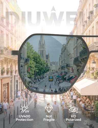 DIUWEU Polarised Aviator Sunglasses, Metal Frame Square Sunglasses Mens, UV400 Protection, Classic Sun Glasses for Driving, Travel — view 6