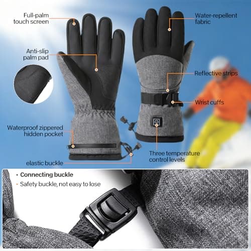 Heated Gloves,5V 5000mAh Rechargeable Heated Gloves for Men Women,Waterproof & Upgrade Non-Slip Electric Heating Glove for Motorcycling,Hunting,Skiing,Outdoor Work — view 2