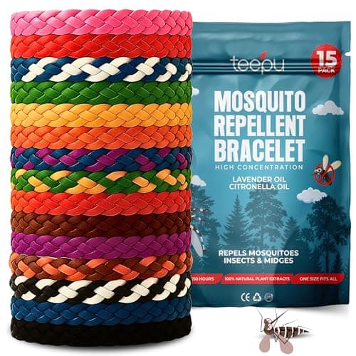 Mosquito Repellent Bracelet 15 Pack, Mosquito Bands 350 Hours Insect Repellent Protection, Deet-Free, Natural Insect Repellent Bracelet for Adults & Kids
