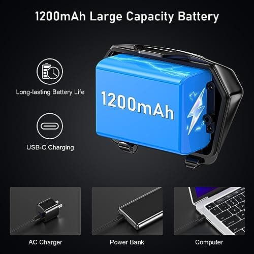 Blukar Head Torch Rechargeable, 2000L Super Bright LED Headlamp Headlight — view 6