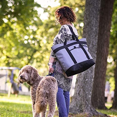 Jumbo Insulated Cooler Bag, Heavy Duty Soft Insulated Grocery Bag, Charcoal — view 6