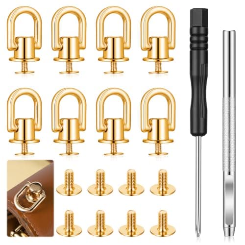 8 PCS D Rings for Bags, Gold Metal Bag Hardware for Bag Making