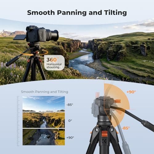 K&F CONCEPT 63"/162cm Camera Tripod with Fluid Head — view 3