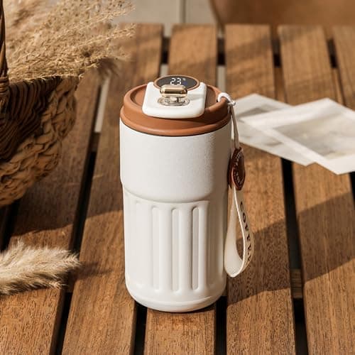 Flask with Temperature Display, 450ml Insulated Coffee Cup, Smart LED Touch Screen, Stainless Steel Travel Mug, 12 Hours Cold/Warm, Leakproof Thermal Flask for Office, Camping & Outdoor — view 6