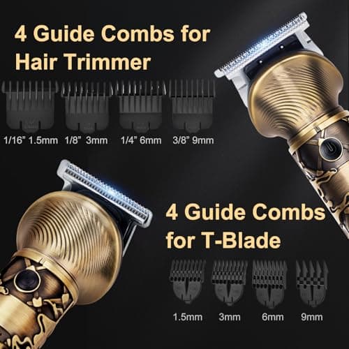 YIDON Hair Clippers Men, Beard Trimmer Professional, Cordless Shavers for Men, Detailer Hair Trimmer Come LED and Type-C, 6 in 1 Grooming Barber Kit for Personal Haircut, Beard, Body, Stubble, Nose — view 3