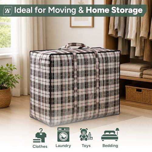 Zuvo Large Laundry Bags 5 Pack with Zips, Woven Moving and Storage Bag Set — view 4