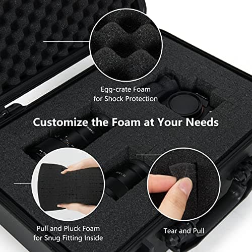 COSTWAY Portable Waterproof Hard Case, Compact Camera Case with Customizable Fit Foam, Dustproof Protective Tool Box for Electronics, Drones, Camera and Lens (Black, 18 Inch, 45x34x18cm) — view 5