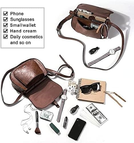 AFKOMST Women’s Crossbody Bag, Small Faux Leather Shoulder Bag for Women, Vintage Saddle Handbag with Adjustable Strap, Ladies Cross Body Bag for Everyday Use — view 4