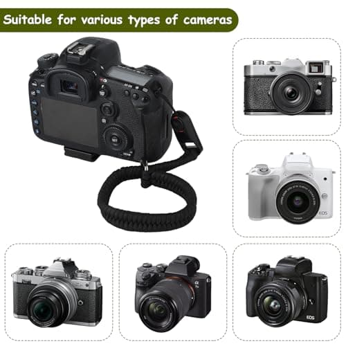zrfgbxim 2 Pcs Camera Wrist Strap with Quick Release Buckle(4pcs), Quick Release Paracord Rope Camera Hand Straps, Adjustable D Rings Safety Straps for DSLR or Mirrorless Cameras — view 6