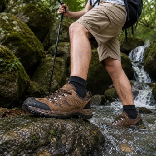 CC-Los Men's Waterproof Lightweight Walking Shoes Non-Slip Hiking Brown Size 6.5 — view 2