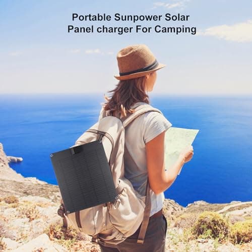 Qcwwy Solar Power Kit, PortableSolar Charger 15W Solar Panel Starter Kit Fast Charging Solar Panel Battery Charger with DC5521 Port Multifunction Solar Panel for Outdoor Travel (Black) — view 6