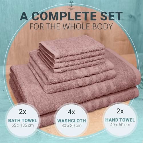 HomeBurg CORE 8-Piece Cotton Towel Set, Value Pack, Absorbent, Lightweight — view 2
