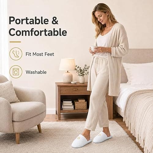 Hotel Slippers Closed Toe Spa Slippers Washable and Foldable 6 Pairs — view 4