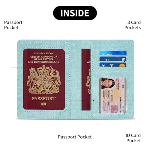 Cinocratic RFID Blocking Passport Holder Cover & Travel Wallet - PU Leather Organiser for Credit Cards, Boarding Pass and ID Cards | Travel Accessories for Men&Women (Green) — view 2