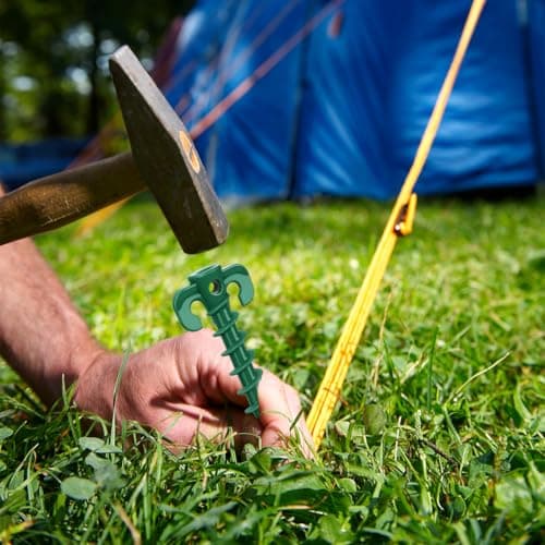 10 Pack Heavy Duty Tent Pegs Plastic Ground Pegs Heavy Duty Screw in Ground Stakes Camping Pegs Tent Peg for Camping Awning Garden Hiking Beach Outdoor Green — view 3