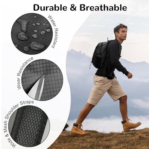 Outplea 15L Ultralight Hiking Backpack for Men Women, Small Foldable Daypack Compact, Waterproof Packable Outdoor Backpack for Travel Sport, Black — view 5