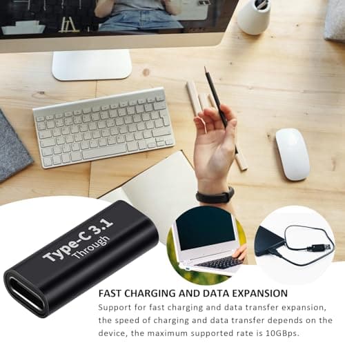 USB C Female To Female Adapter - Type-C Coupler, Aluminum Alloy Females Connector, 10Gbps Data Transfer Adapter For Phones Tablets Laptops Provides Stable Connection For Travel — view 4
