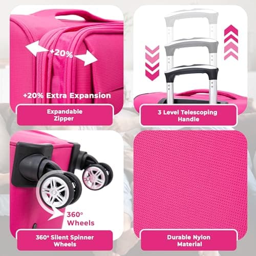 Large Suitcase 29" Super Lightweight Luggage 20% Expandable 4 Wheels Spinner Soft Shell Check in Luggage for 23kg — view 4