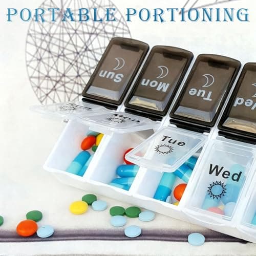 2‑Pack Weekly Pill Box Organiser, 7‑Day AM PM Portable Travel Tablet Case — view 6